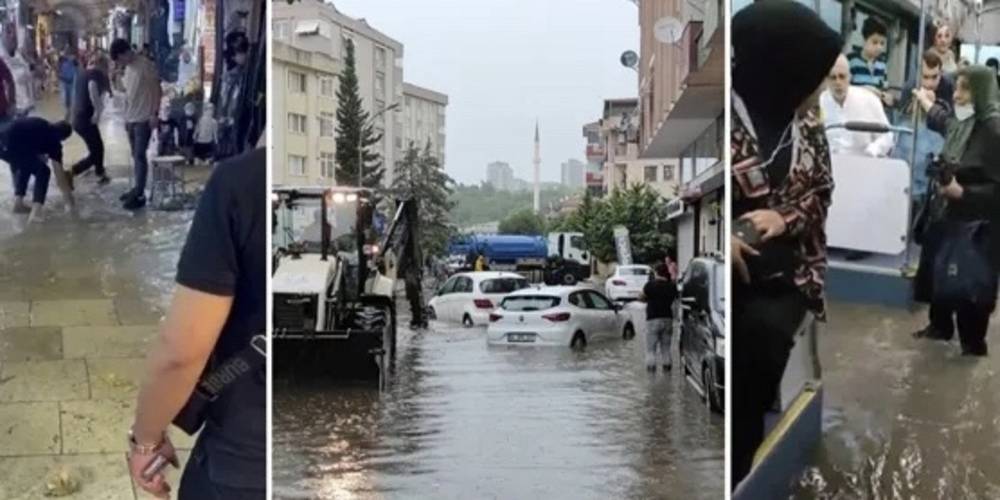 İstanbul'da şiddetli yağış: Araçlar mahsur kaldı, tarihi Kapalı Çarşı'yı su bastı