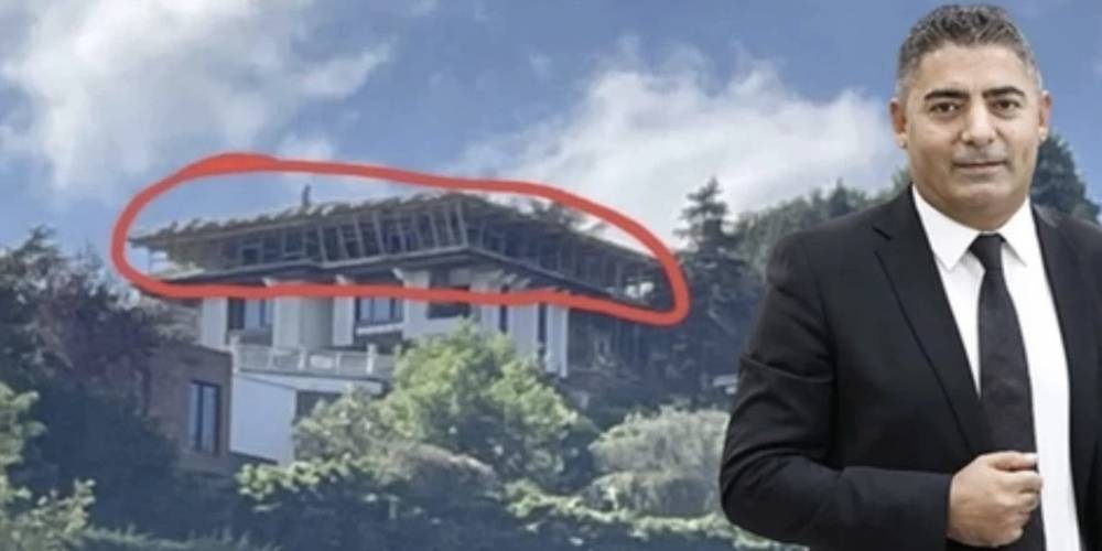 Halk TV’nin patronu Cafer Mahiroğlu’na ait Sarıyer’deki kaçak villa inşaatı yıkılıyor
