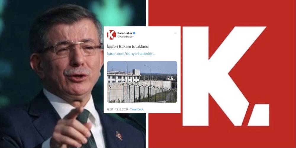 Davutoğlu’nun Karar Gazetesi’nden gazetecilik adına skandal başlık: “İçişleri Bakanı tutuklandı”