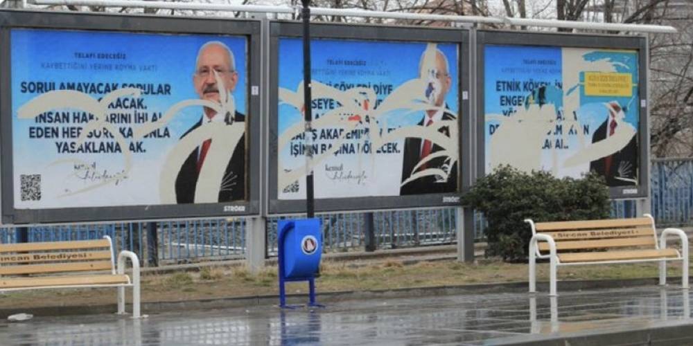 CHP lideri Kılıçdaroğlu’nun LGBT propagandası yaptığı afişleri Sincan’da tepki çekti