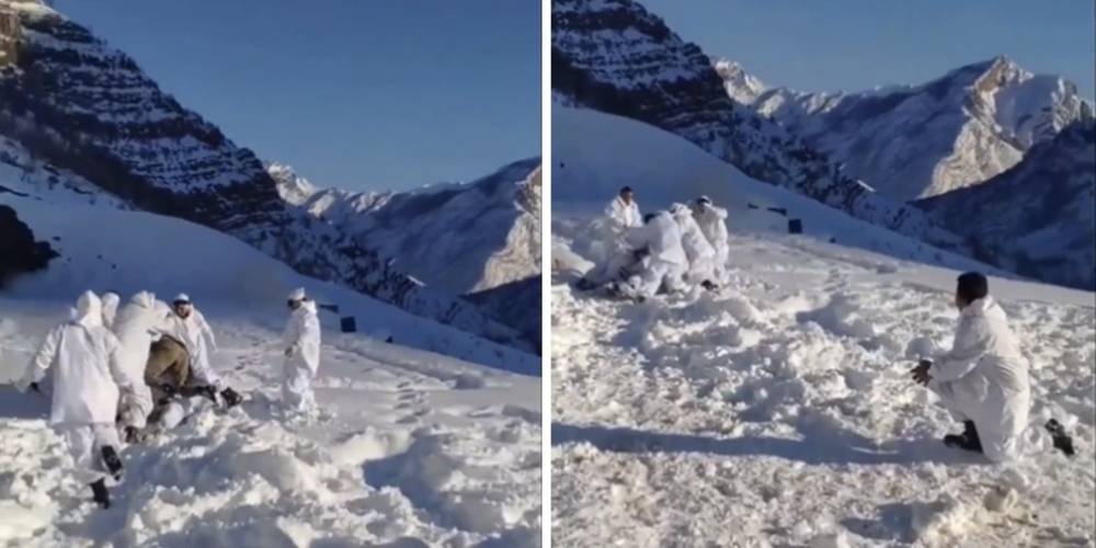 PKK’lıların gezdiği dağlarda artık Mehmetçik kar topu oynuyor