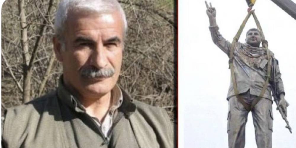 SİHA'lar havaya uçurmuştu! PKK'lı hainin heykelini dikmeye çalıştılar