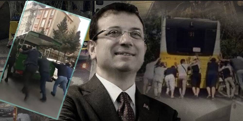 İstanbul’a uğramayan CHP’li Ekrem İmamoğlu vatandaşlara İETT’den sonra cenaze arabası da ittirdi!