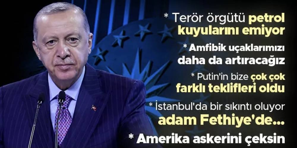 Cumhurbaşkanı Erdoğan gazetecilerin sorularını yanıtladı: Amerika askerini çeksin