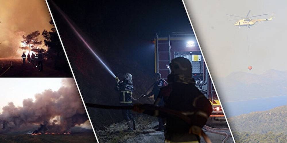 Yeşil vatan için seferberlik: Marmaris'teki yangına havadan ve karadan müdahale sürüyor