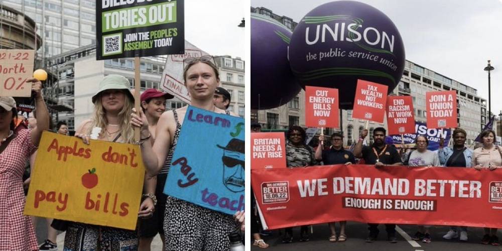Londra'da binlerce protestocu hayat pahalılığına karşı maaşlara zam istedi