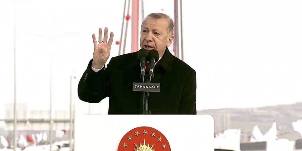 Cumhurbaşkanı Erdoğan: "Türkiye orta açıklığı itibarıyla dünyanın en uzun köprüsüne sahip Japonya'yı geride bırakarak, bu alanda ilk sıraya yerleşti."