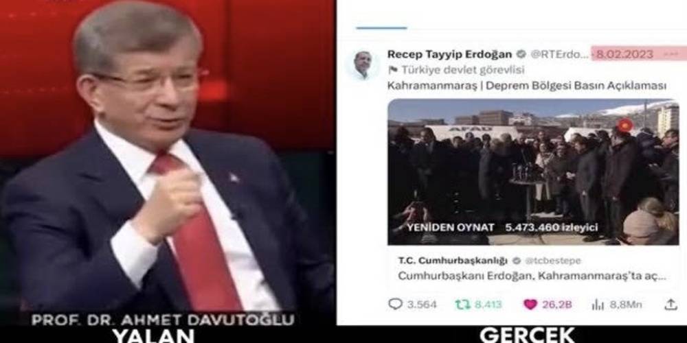 Ahmet Davutoğlu, Cumhurbaşkanı Erdoğan'ın 5. günde deprem bölgesinde gittiğini iddia etti