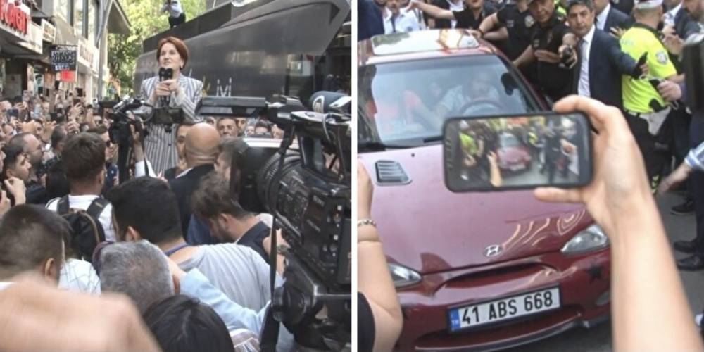 Akşener'in İzmit ziyaretinde arbede: Partililer alandan hızla geçen otomobile saldırdı