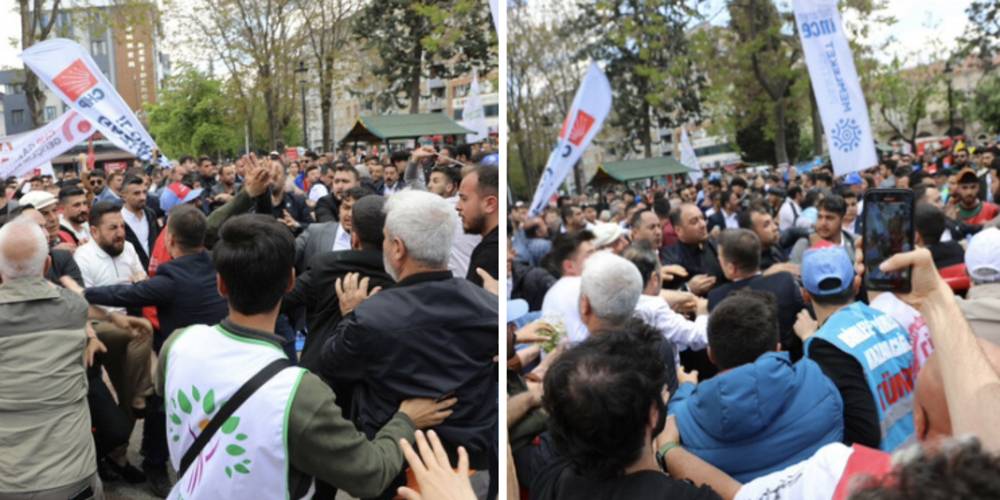 Gaziantep'te 1 Mayıs kutlamalarında Memleket Partililer ile CHP'liler birbirine girdi