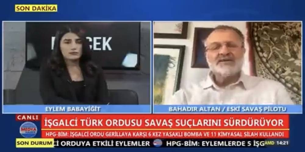 TSK’nın eski savaş pilotu Bahadır Altan PKK kanalında Türkiye'yi suçladı