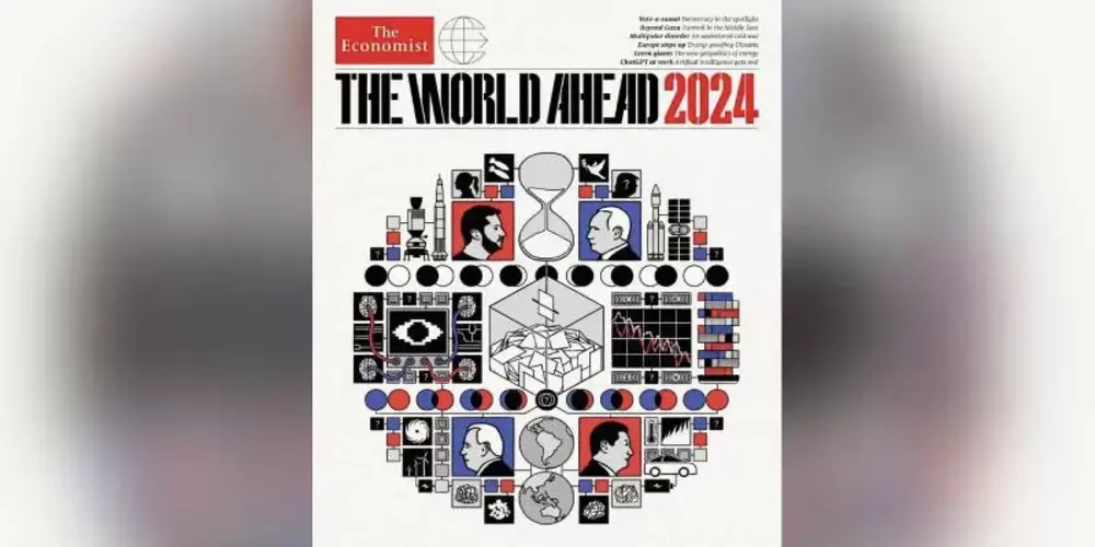 The Economist'in sembollerle dolu "önümüzdeki yıl" kapağı: Füzeler, Trump sorusu…