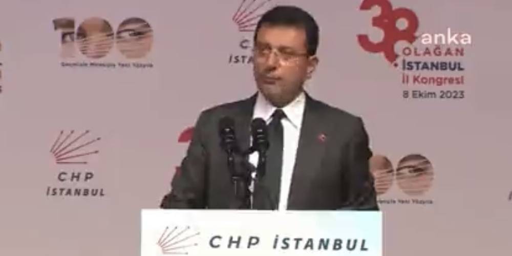 CHP İstanbul İl Kongresi’nde konuşan Ekrem İmamoğlu’nun sözleri, “Halkın umudu Kılıçdaroğlu” sloganlarıyla kesildi