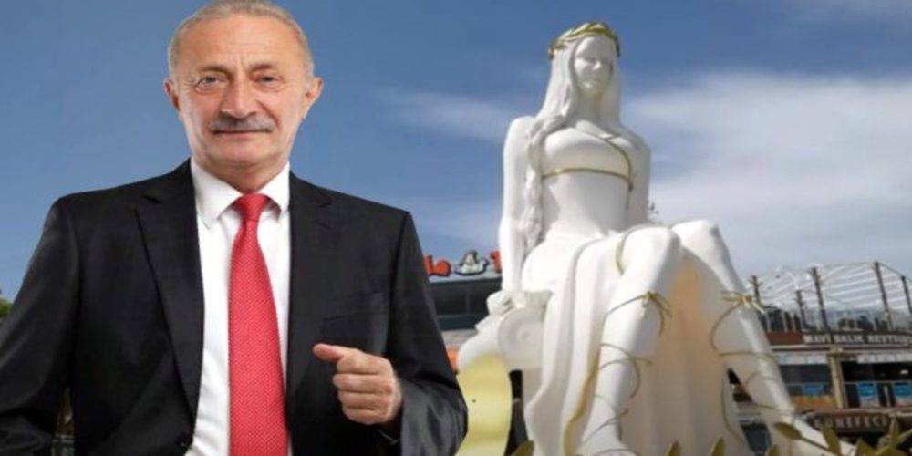 Didim Belediye Başkanı Ahmet Deniz Atabay ilçenin göbeğine sevgilisinin heykelini yaptırdı iddiası